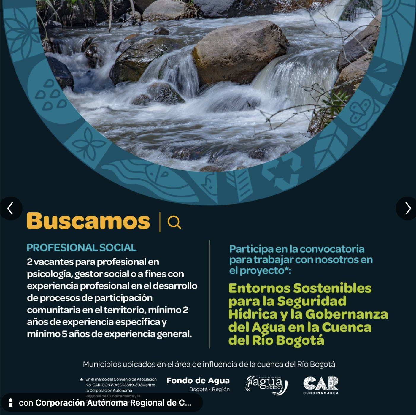 Vacante – Proyectos en entornos sostenibles (Fondo de agua de Bogotá Región)